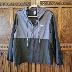 PINK Victoria's Secret Gray and Black Windbreaker Pullover